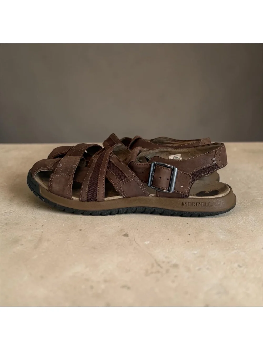 Merrell Men's Traveller Leather Strappy Sandals Espresso Brown J62213 Size 12